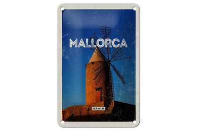 Blechschild Reise 12x18 cm Mallorca Spain Retro Windmühle Deko Schild