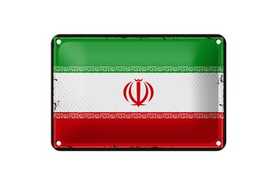 Blechschild Flagge Iran 18x12 cm Retro Flag of iran Deko Schild