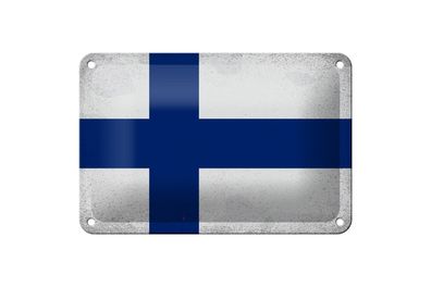 Blechschild Flagge Finnland 18x12cm Flag of Finland Vintage Deko Schild