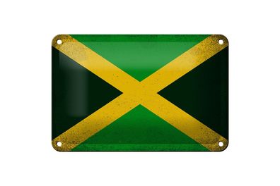 Blechschild Flagge Jamaika 18x12 cm Flag of Jamaica Vintage Deko Schild