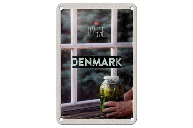 Blechschild Reise 12x18 cm Dänemark Gurken im Glas Fenster Deko Schild