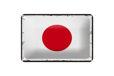 Blechschild Flagge Japans 18x12 cm Retro Flag of Japan Deko Schild