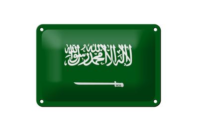 Blechschild Flagge Saudi-Arabien 18x12 cm Flag Saudi Arabia Deko Schild