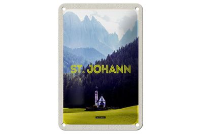Blechschild Reise 12x18 cm St. Johann in Tirol Österreich Kirche Schild