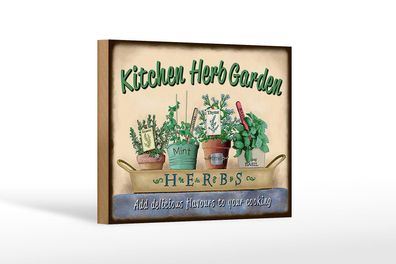 Holzschild Garten 18x12 cm Kirchen Herb Garden Mint Thyme Deko Schild