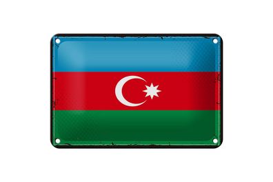 Blechschild Flagge Aserbaidschan 18x12 cm Retro Azerbaijan Deko Schild
