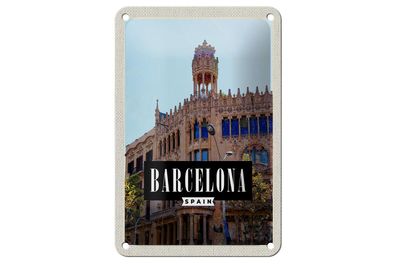 Blechschild Reise 12x18 cm Barcelona Spanien Sargrada Reise Schild