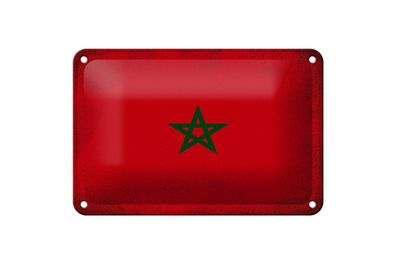 Blechschild Flagge Marokko 18x12 cm Flag of Morocco Vintage Deko Schild