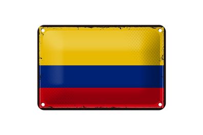 Blechschild Flagge Kolumbiens 18x12 cm Retro Flag Colombia Deko Schild