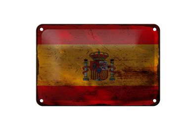 Blechschild Flagge Spanien 18x12 cm Flag of Spain Rost Deko Schild