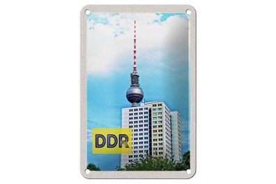 Blechschild Reise 12x18 cm Berlin Trip Fernsehturm DDR Deko Schild