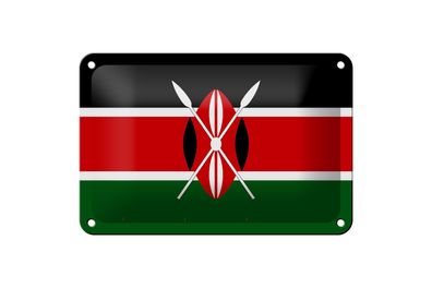 Blechschild Flagge Kenias 18x12 cm Flag of Kenya Deko Schild