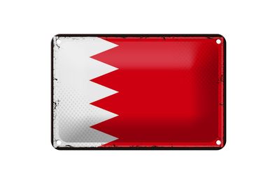 Blechschild Flagge Bahrains 18x12 cm Retro Flag of Bahrain Deko Schild