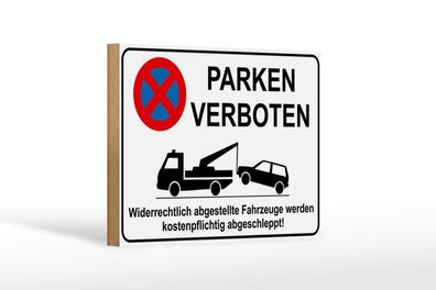 Holzschild Parken 18x12 cm Parken verboten widerrechtlich Deko Schild