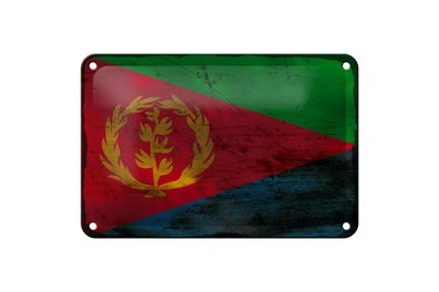 Blechschild Flagge Eritrea 18x12 cm Flag of Eritrea Rost Deko Schild
