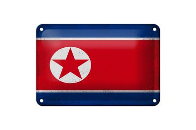 Blechschild Flagge Nordkorea 18x12 cm North Korea Vintage Deko Schild
