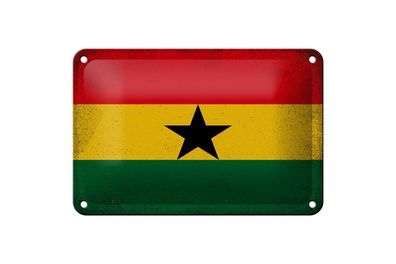 Blechschild Flagge Ghana 18x12 cm Flag of Ghana Vintage Deko Schild
