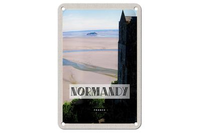 Blechschild Reise 12x18cm Normandie France Meer Sand Poster Deko Schild