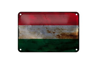 Blechschild Flagge Ungarn 18x12 cm Flag of Hungary Rost Deko Schild