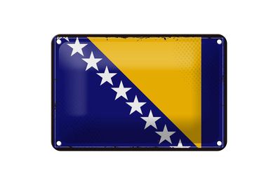 Blechschild Flagge Bosnien und Herzegowina 18x12 cm Retro Deko Schild
