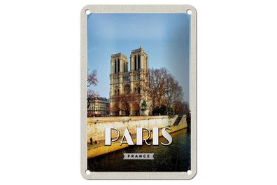 Blechschild Reise 12x18 cm Paris Frankreich Notre-Dame Reise Schild