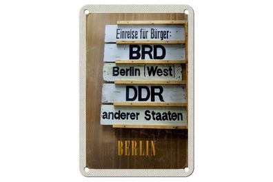 Blechschild Reise 12x18 cm Berlin DE BRD DDR West Bild Schild
