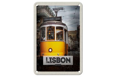 Blechschild Reise 12x18 cm Lisbon Portugal Straßenbahn 28 Deko Schild