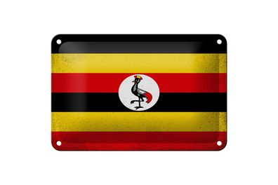 Blechschild Flagge Uganda 18x12 cm Flag of Uganda Vintage Deko Schild