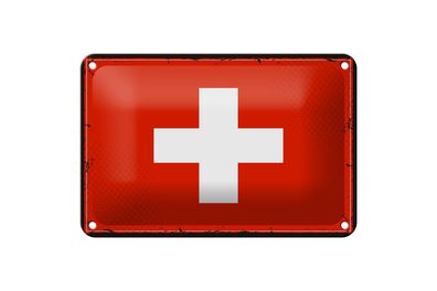 Blechschild Flagge Schweiz 18x12 cm Retro Flag Switzerland Deko Schild