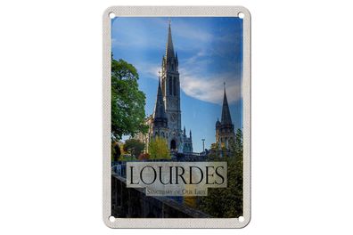 Blechschild Reise 12x18cm Sanctuaires Notre-Dame de Lourdes Deko Schild