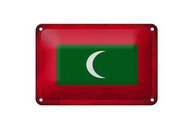 Blechschild Flagge Malediven 18x12 cm Flag Maldives Vintage Deko Schild