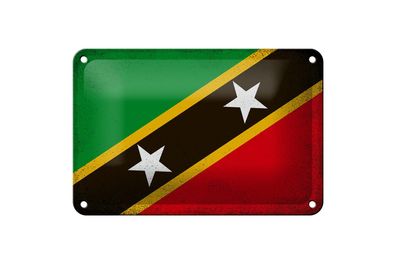 Blechschild Flagge St. Kitts und Nevis 18x12cm Flag Vintage Deko Schild