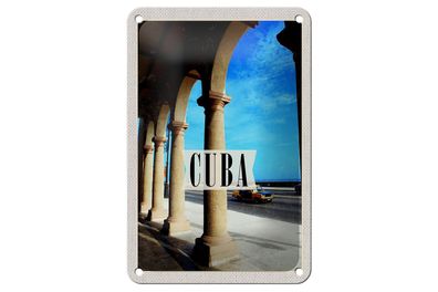 Blechschild Reise 12x18 cm Cuba Karibik Straße Auto Gemälde Schild