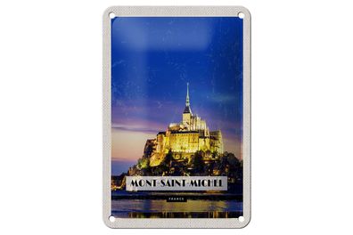 Blechschild Reise 12x18 cm Moint-Saint-Michel France Reiseziel Schild