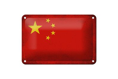 Blechschild Flagge China 18x12 cm Flag of China Vintage Deko Schild