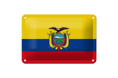 Blechschild Flagge Ecuadors 18x12 cm Flag of Ecuador Deko Schild