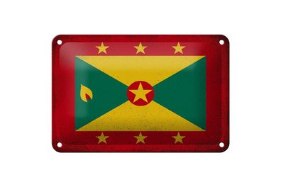 Blechschild Flagge Grenada 18x12 cm Flag of Grenada Vintage Deko Schild