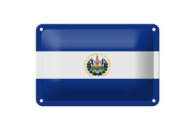 Blechschild Flagge El Salvadors 18x12cm Flag of El Salvador Deko Schild