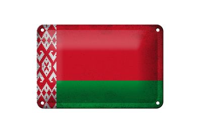 Blechschild Flagge Weißrussland 18x12 cm Belarus Vintage Deko Schild