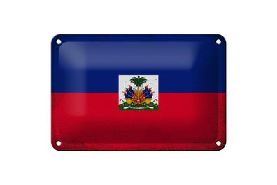 Blechschild Flagge Haiti 18x12 cm Flag of Haiti Vintage Deko Schild