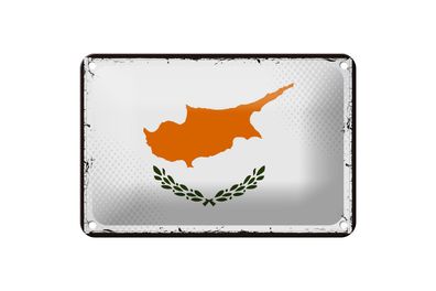 Blechschild Flagge Zypern 18x12 cm Retro Flag of Cyprus Deko Schild
