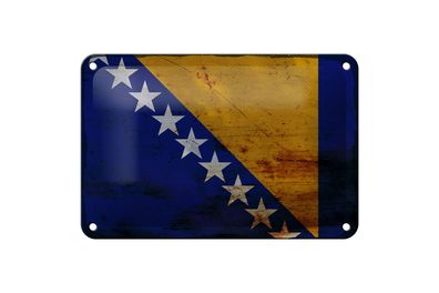 Blechschild Flagge Bosnien und Herzegowina 18x12 cm Rost Deko Schild