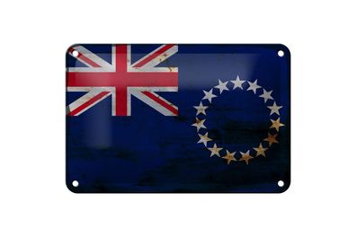 Blechschild Flagge Cookinseln 18x12 cm Cook Islands Rost Deko Schild