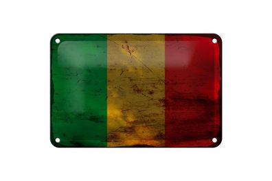 Blechschild Flagge Mali 18x12 cm Flag of Mali Rost Deko Schild