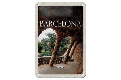 Blechschild Reise 12x18 cm Barcelona Spanien Natur Park Deko Schild