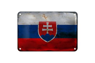 Blechschild Flagge Slowakei 18x12 cm Flag of Slovakia Rost Deko Schild