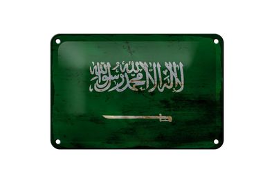 Blechschild Flagge Saudi-Arabien 18x12 cm Saudi Arabia Rost Deko Schild