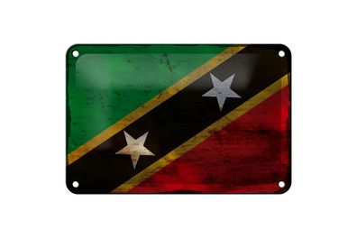 Blechschild Flagge St. Kitts und Nevis 18x12 cm Flag Rost Deko Schild