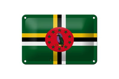 Blechschild Flagge Dominicas 18x12 cm Flag of Dominica Deko Schild