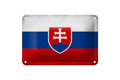 Blechschild Flagge Slowakei 18x12 cm Flag Slovakia Vintage Deko Schild